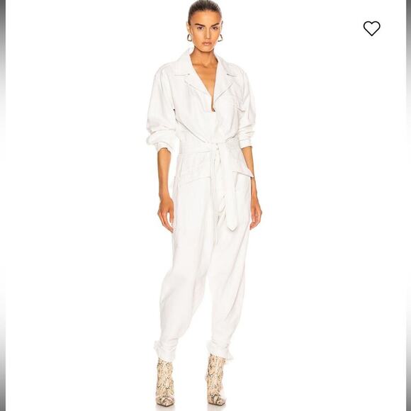 Nili Lotan White Aria Utility Jumpsuit Medium